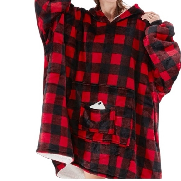 octrot Jackets & Blazers - OCTROT PLAID SUPER WARM BLANKET HOODIE